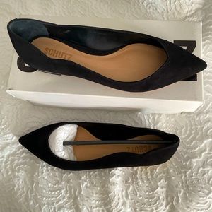 BNIB - Women’s Schutz “Rylie” Suede Leather Flats W/ Pointed Toe in Black